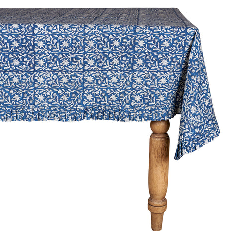 Indigo Floral Cotton Tablecloth