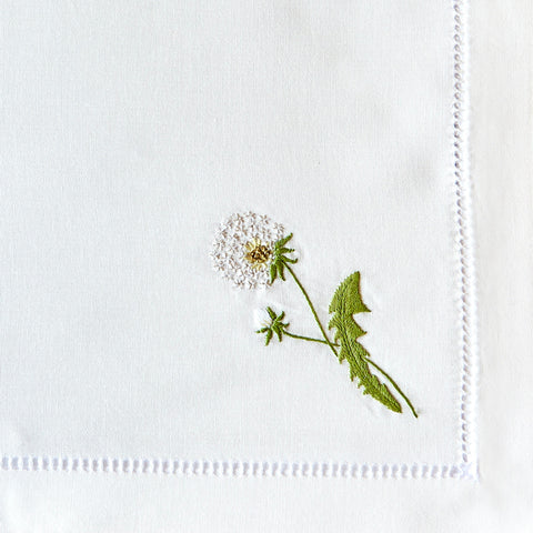 Hand-embroidered napkin, Dandelion