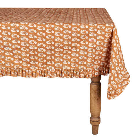 Caramel Floral Cotton Tablecloth