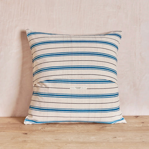 Teal and Off-White Stripe Cushion Cover