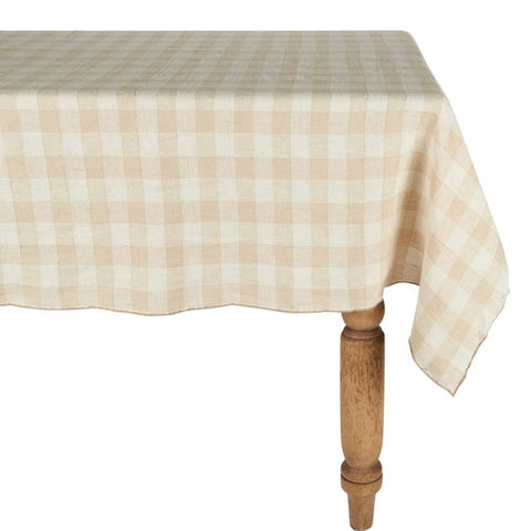 Crème Vintage Gingham Tablecloth