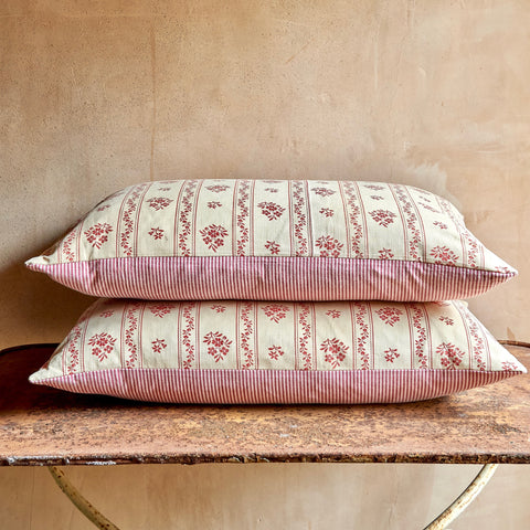 19th French Floral-Stripe Cushion