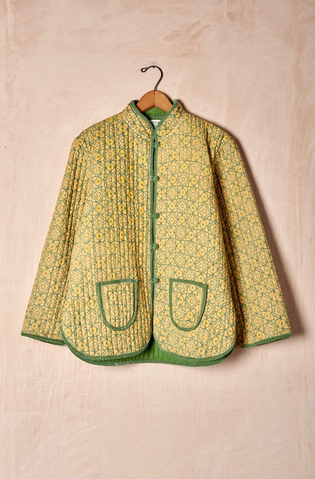 Quilted Kantha Jacket with Velvet Trim (Large) Cutter Brooks