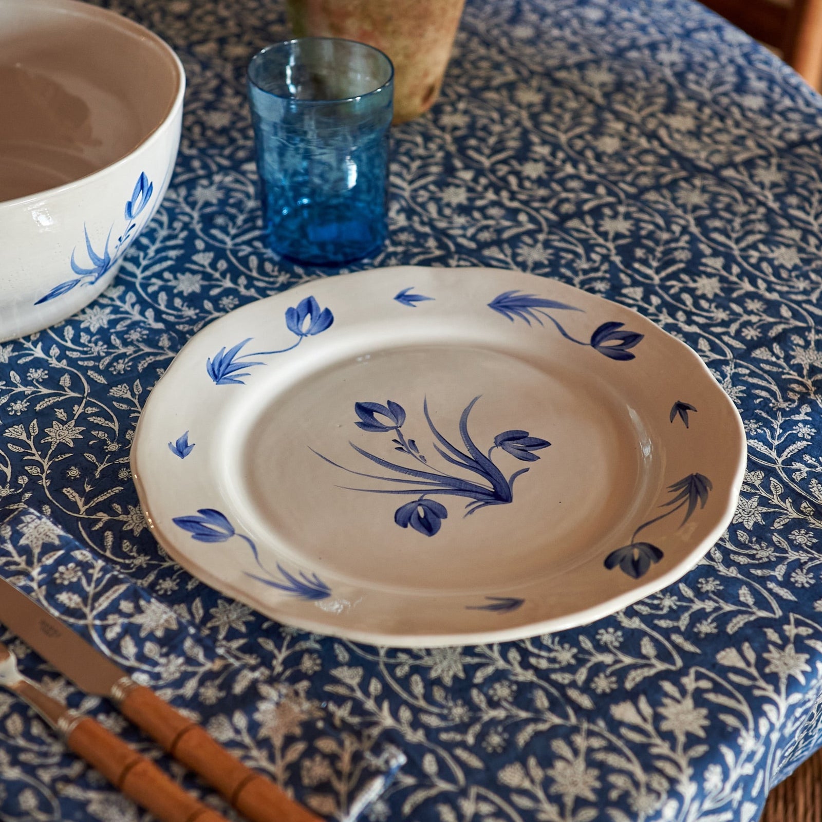 Blue Delft Floral Dinner Plate (Pair)