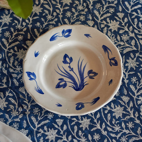 Blue Delft Floral Soup Plate (Pair)