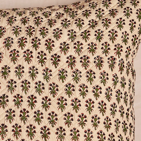 Five-Head Floral Quilted Cushion Cover