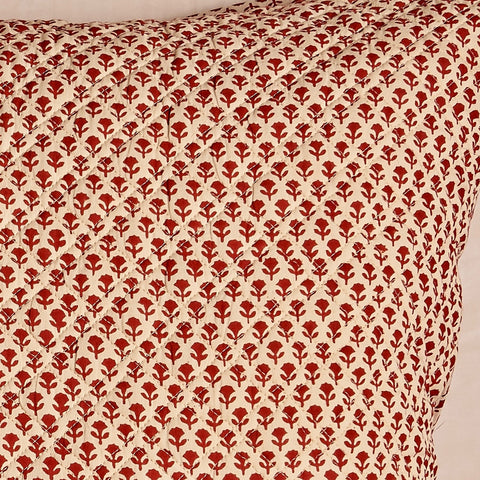 Red Carnation Quilted Cushion Cover