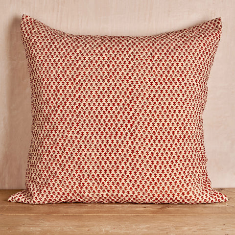 Red Carnation Quilted Cushion Cover