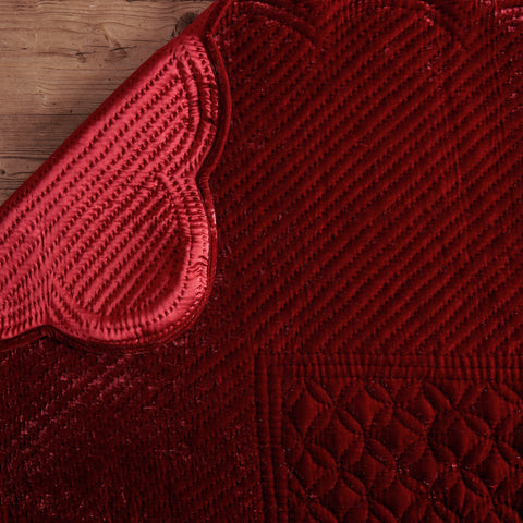 Red Silk Velvet Provençal Quilt