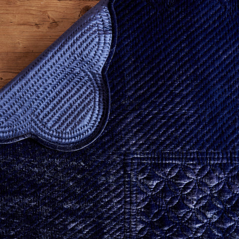 Blue Silk Velvet Provençal Quilt