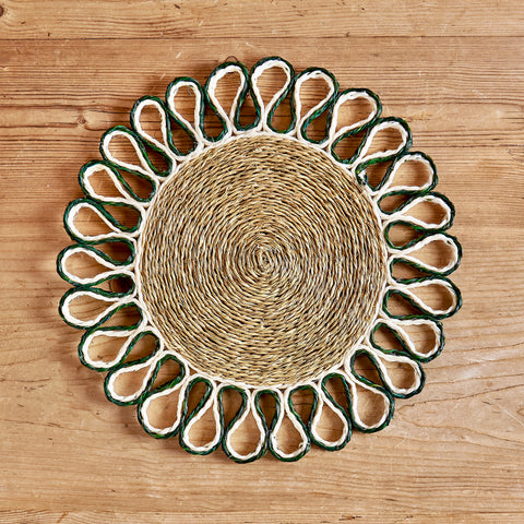 Forest Green/White Looped Sisal Placemats