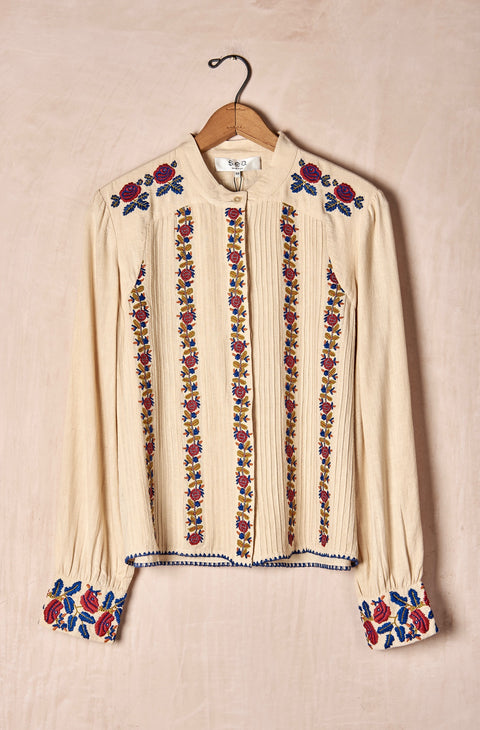 Nan Silk Embroidery Top