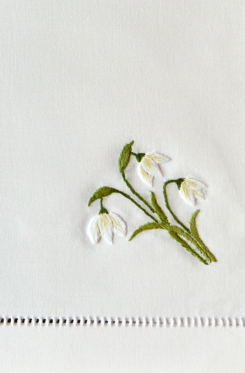 Hand-embroidered napkin, Snow Drop
