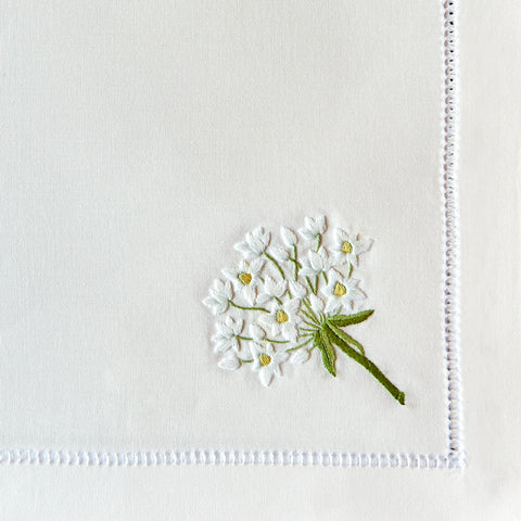 Hand-embroidered napkin, Agapanthus