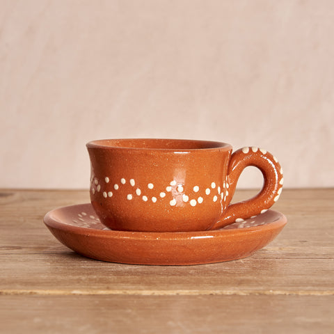 Portuguese Clay Tea Cup and Saucer