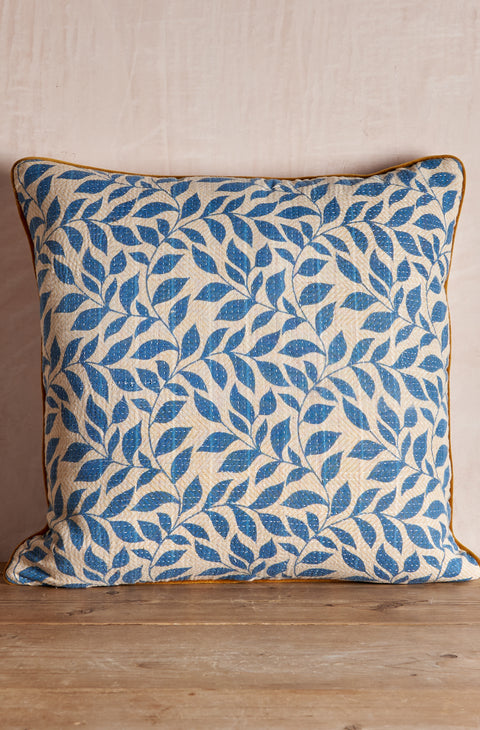 Vintage Kantha And Block Print Cushion