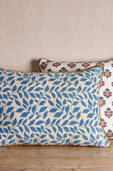 Vintage Kantha And Block Print Cushion