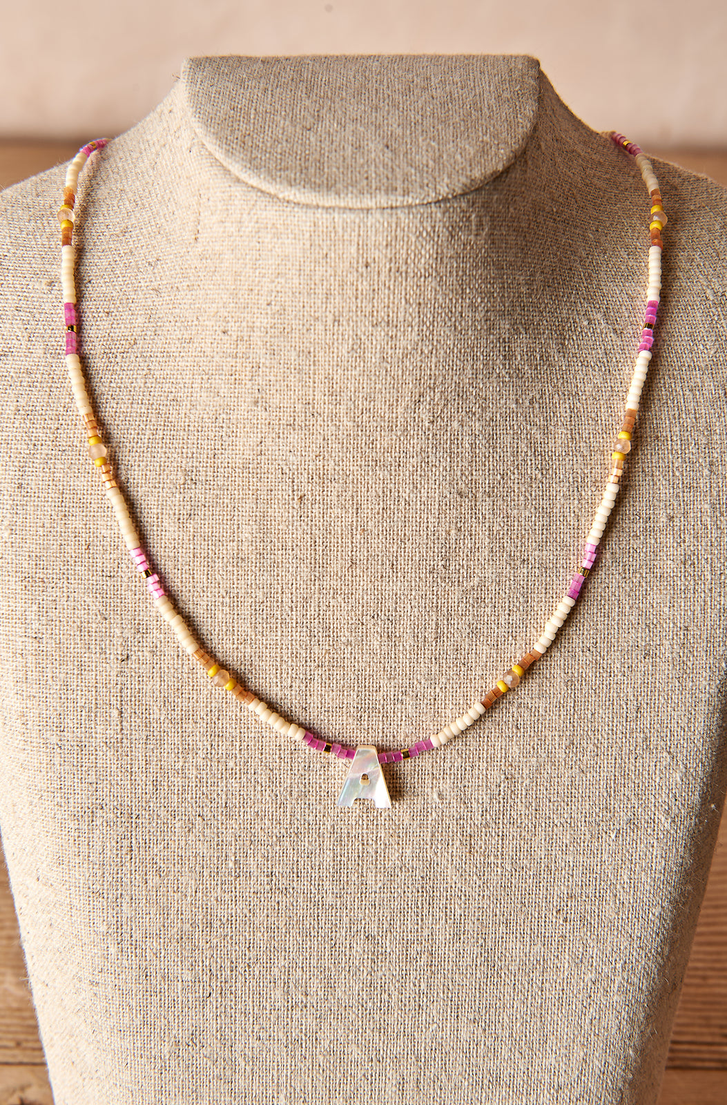 Custom Raspberry & Cream Beaded Necklace