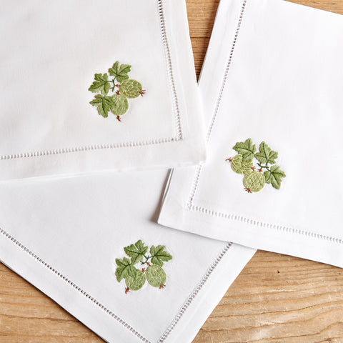 Hand-embroidered napkin, Gooseberry