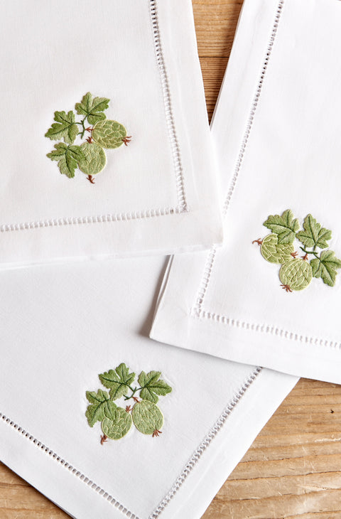 Hand-embroidered napkin, Gooseberry