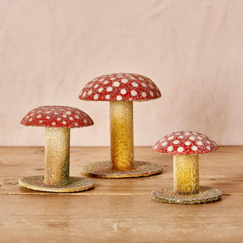 Hand-painted Beaded Mushroom Decorations