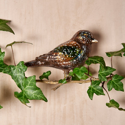 Bird On Clip Glass Ornament