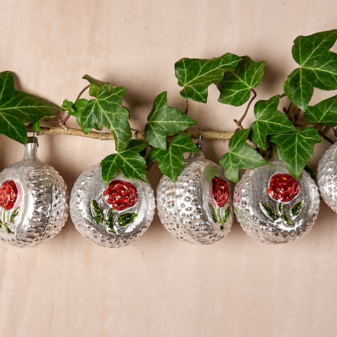 Red Rose Ornaments Set of Six