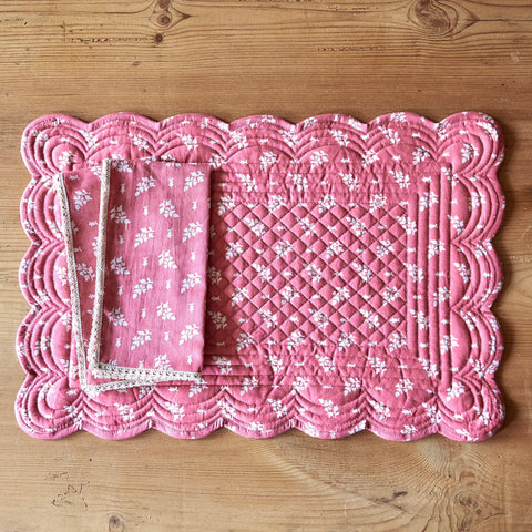 Pink Floral Shower Scalloped Placemat
