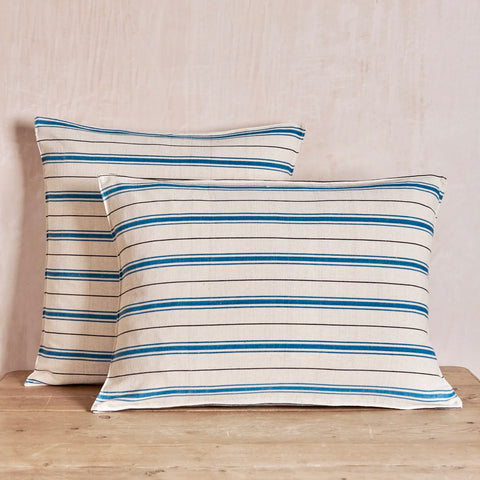 Teal and Off-White Stripe Cushion Cover