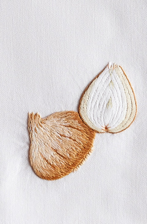 Hand-embroidered napkin, Onion