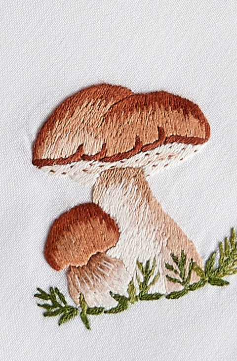 Hand-embroidered Napkin, Mushroom