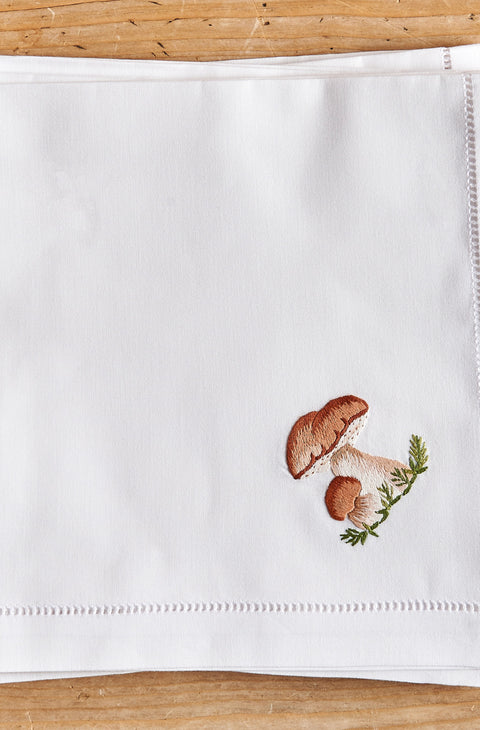Hand-embroidered Napkin, Mushroom