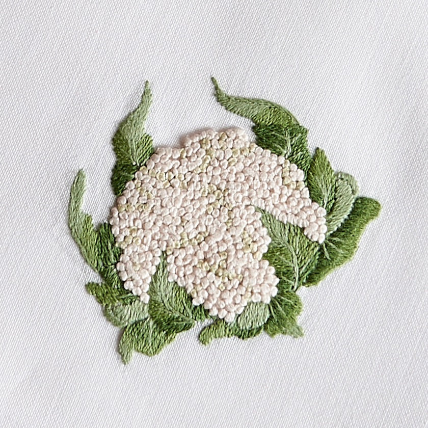 Hand-embroidered napkin, Cauliflower