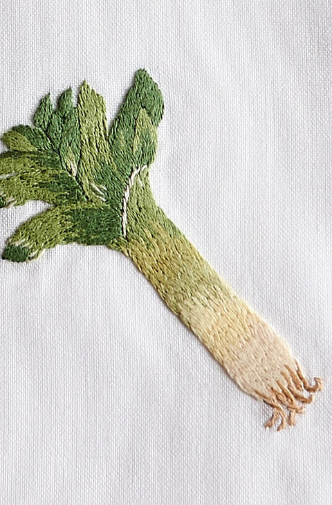 Hand-embroidered Napkin, Leek