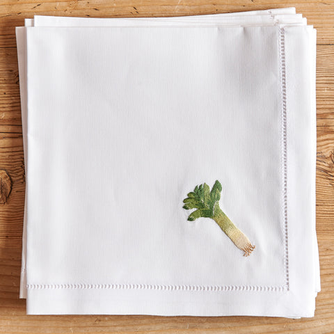 Hand-embroidered Napkin, Leek