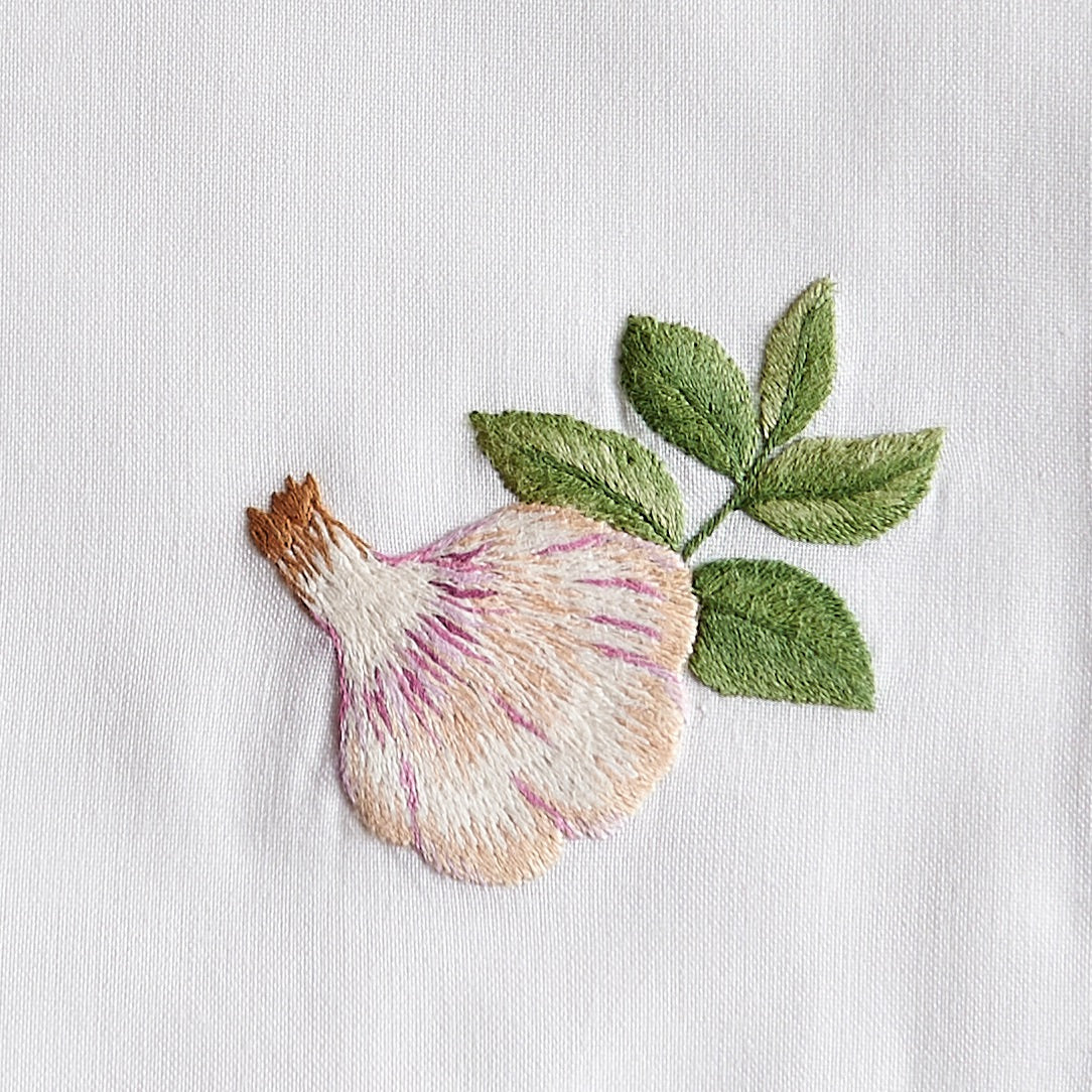Hand-Embroidered Napkin, Garlic