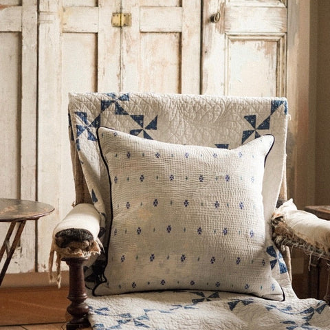 Vintage Kantha And Block Print Cushion
