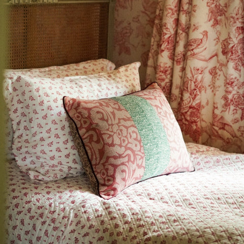 Vintage Kantha And Block Print Cushion