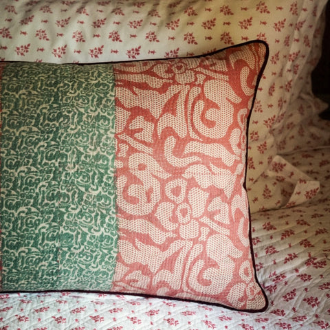Vintage Kantha And Block Print Cushion