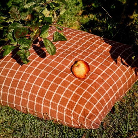 Red Check Hand Woven Floor Cushion