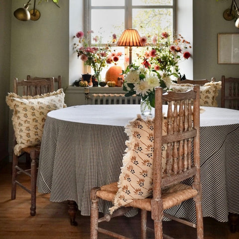 Black Gingham Cotton Tablecloth