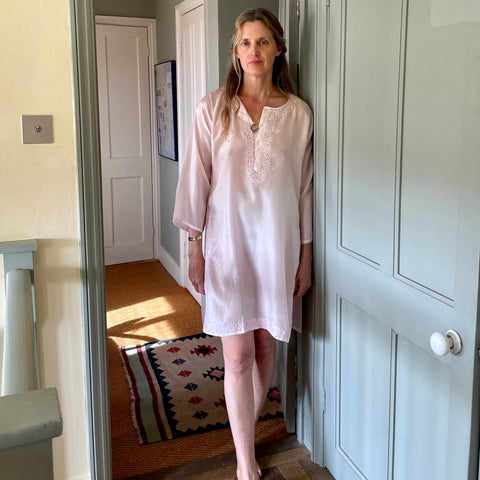 Hand-Embroidered Silk Tunic