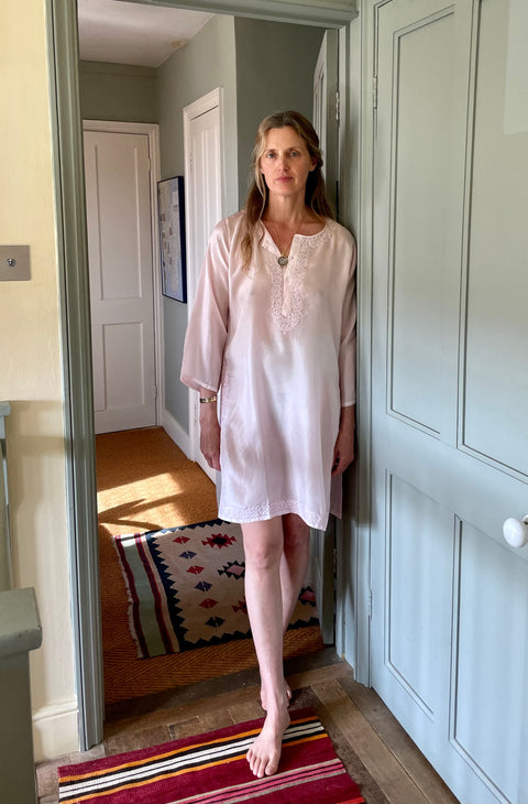 Hand-Embroidered Silk Tunic