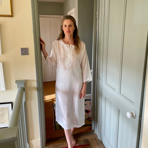 Hand-Embroidered Silk Tunic