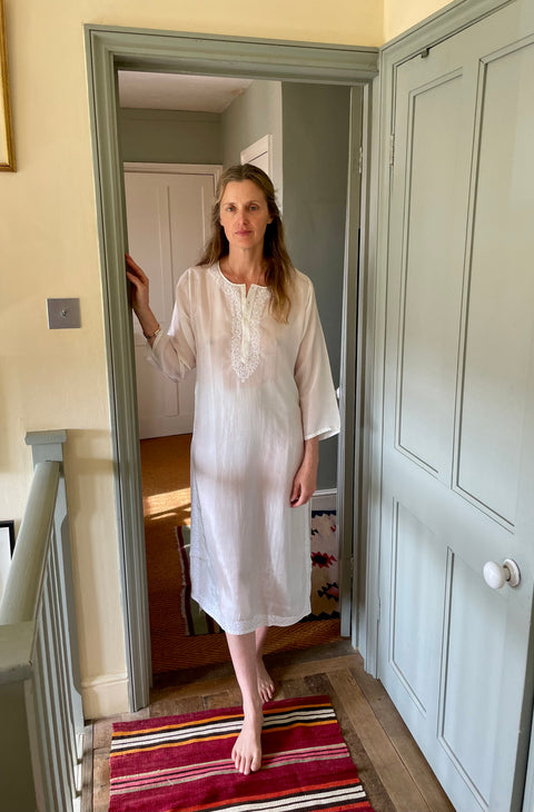 Hand-Embroidered Silk Tunic