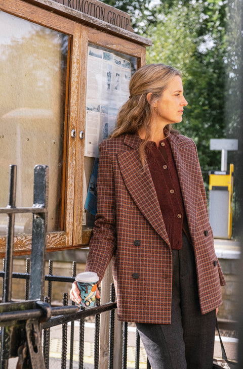 Oversized Tattersall Tweed Blazer