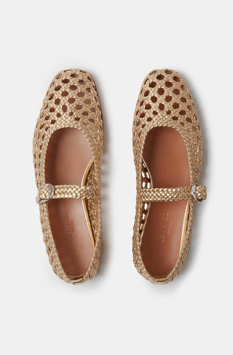 Mary Jane Gold Woven Shoe