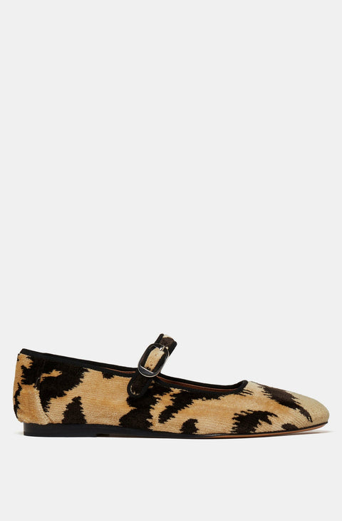 Mary Jane Tiger Print Velvet Shoe