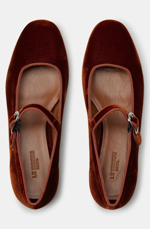 Mary Jane Brick Velvet Shoe