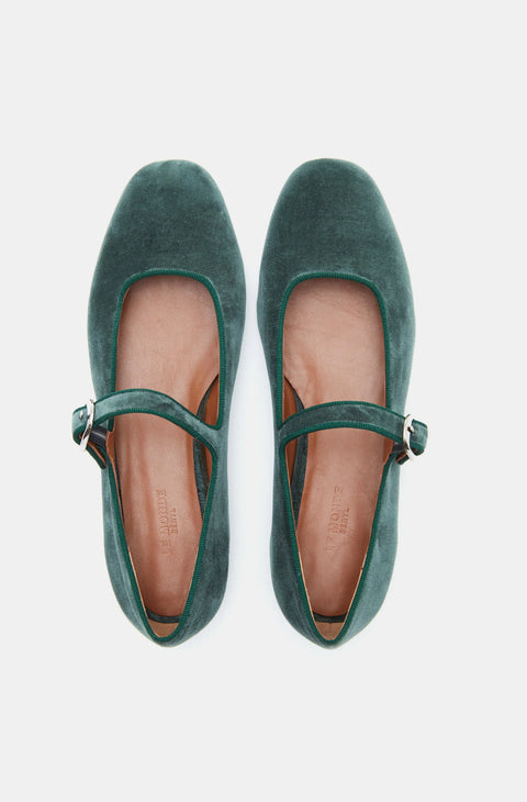 Mary Jane Eucalyptus Velvet Shoe